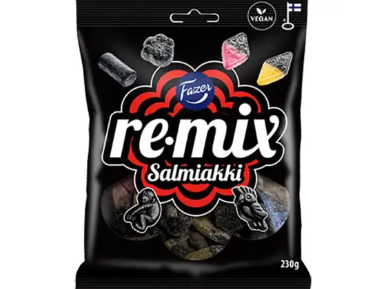 Remix Salmiakki salty liquorice bag 230g (2 pcs)